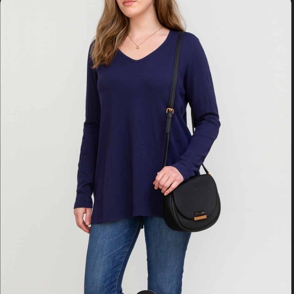 Eileen Fisher Organic Cotton Long Sleeve V neck Top
